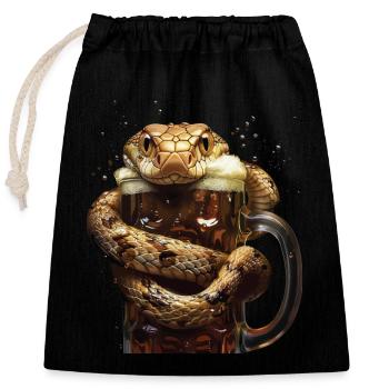 Snake - Closable cotton gift bag (25x30cm) - black - Front