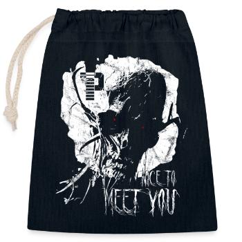 Nice To Meet You - Gruseliges Horror Monster - Verschließbarer Geschenkbeutel aus Baumwolle (25x30cm) - Navy - Vorne