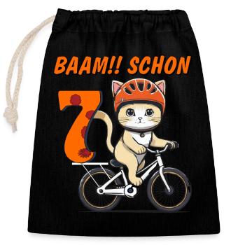 CAT BIKE BAAM!! ALREADY SEVEN - Closable cotton gift bag (25x30cm) - black - Front