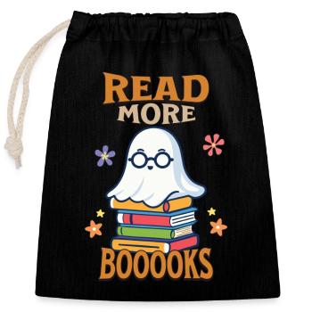 Cute Book Lover Ghost Costume - Closable cotton gift bag (25x30cm) - black - Front