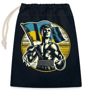 Ukrainischer Boxer - Vintage Boxflagge Ukraine - Verschließbarer Geschenkbeutel aus Baumwolle (25x30cm) - Navy - Vorne