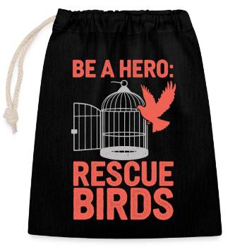 Passionate About Bird Rescue and Wildlife - Closable cotton gift bag (25x30cm) - black - Front