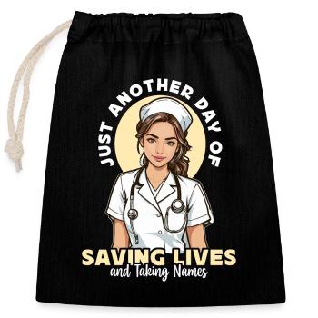 Infirmière praticienne : une journée comme les autres de soins de santé - Sac cadeau en coton avec cordon (25 x 30 cm) - noir - Devant