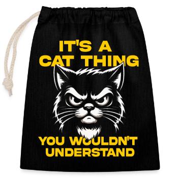Cat Attitude Tee - Closable cotton gift bag (25x30cm) - black - Front