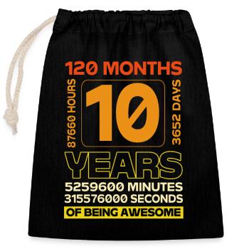 27th birthday Ten year of birth Date of birth - Closable cotton gift bag (25x30cm) - black - Front