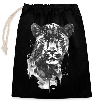 Panther - Closable cotton gift bag (25x30cm) - black - Front
