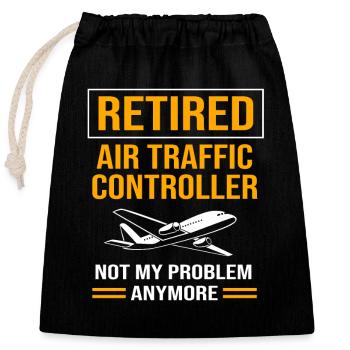 Air traffic controller - Closable cotton gift bag (25x30cm) - black - Front