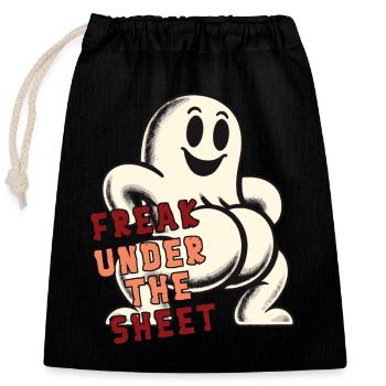 Freak dans la feuille drôle de conception fantôme - Sac cadeau en coton avec cordon (25 x 30 cm) - noir - Devant