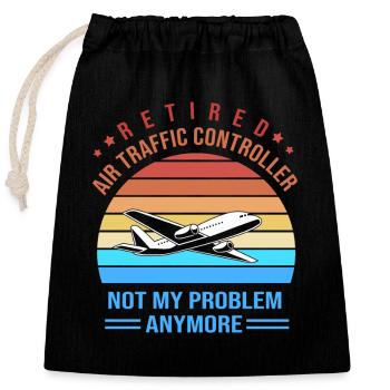 Air traffic controller - Closable cotton gift bag (25x30cm) - black - Front