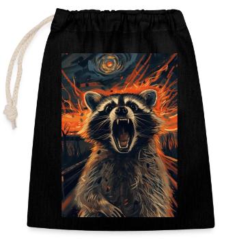 Raton laveur - Sac cadeau en coton avec cordon (25 x 30 cm) - noir - Devant