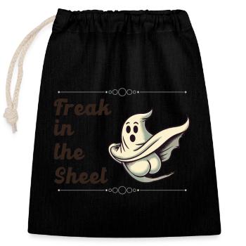 Freak dans la feuille drôle de conception fantôme - Sac cadeau en coton avec cordon (25 x 30 cm) - noir - Devant