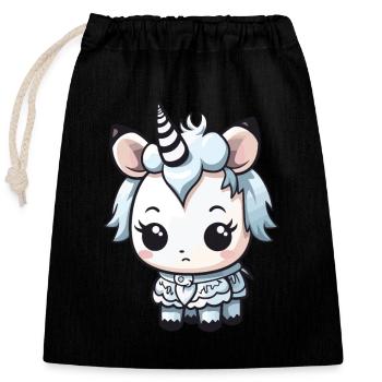 Licorne Hiver Bande dessinée Mignon - Sac cadeau en coton avec cordon (25 x 30 cm) - noir - Devant