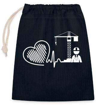 Crane Operator Crane Operator Heartbeat - Closable cotton gift bag (25x30cm) - navy - Front