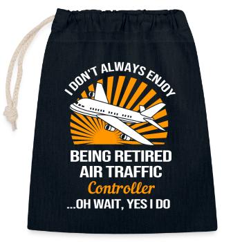 Air traffic controller - Closable cotton gift bag (25x30cm) - navy - Front