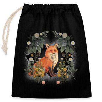 Mystical Nature Fox Foxes Kids Child Fairy Tale - Closable cotton gift bag (25x30cm) - black - Front