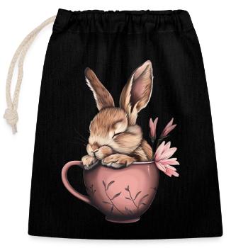 Rabbit - Closable cotton gift bag (25x30cm) - black - Front