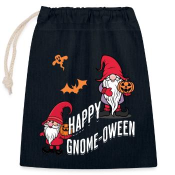Happy Gnome-Oween Last Minute Kostüm - Verschließbarer Geschenkbeutel aus Baumwolle (25x30cm) - Navy - Vorne