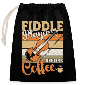 Joueur de violon avant le musicien de café amateur de café - Sac cadeau en coton avec cordon (25 x 30 cm) - noir - Devant