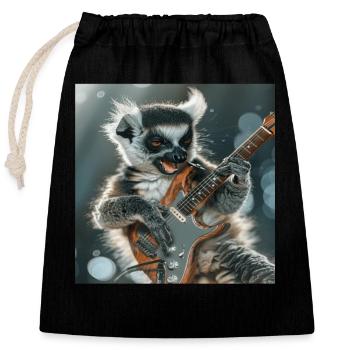 Lemur - Closable cotton gift bag (25x30cm) - black - Front