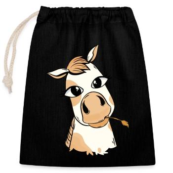 Bébé Poulain Poney Cheval Chevaux Enfants Enfant - Sac cadeau en coton avec cordon (25 x 30 cm) - noir - Devant