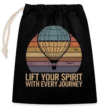 Hot Air Balloon Inspiration Quote: Raise Your - Closable cotton gift bag (25x30cm) - black - Front