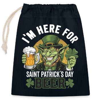 St. Patrick`s Day Beer Leprechaun Kobold Bier - Verschließbarer Geschenkbeutel aus Baumwolle (25x30cm) - Navy - Vorne