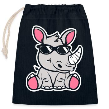Nashorn - Verschließbarer Geschenkbeutel aus Baumwolle (25x30cm) - Navy - Vorne