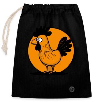 Rooster at the Chicken Farm - Country Life - Closable cotton gift bag (25x30cm) - black - Front