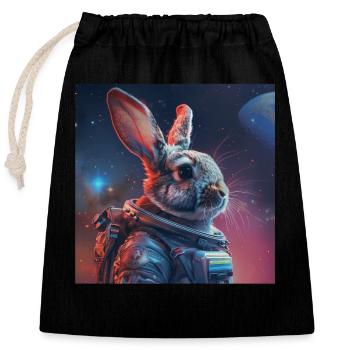 Rabbit - Closable cotton gift bag (25x30cm) - black - Front