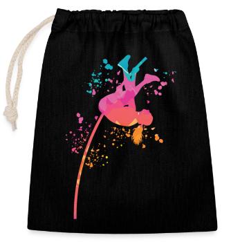 Pole Vaulter Kids Pole Vault - Closable cotton gift bag (25x30cm) - black - Front