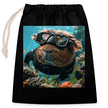 Guinea pig - Closable cotton gift bag (25x30cm) - black - Front