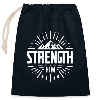 Strength in Him - Closable cotton gift bag (25x30cm) - navy - Front