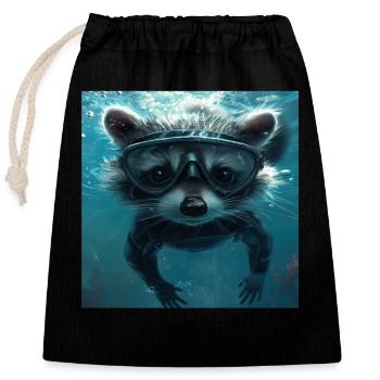 Raton laveur - Sac cadeau en coton avec cordon (25 x 30 cm) - noir - Devant