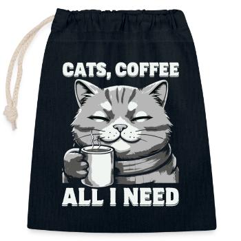 Lustiges Katze Kunst Katzenbesitzer Katzen Kaffee - Verschließbarer Geschenkbeutel aus Baumwolle (25x30cm) - Navy - Vorne