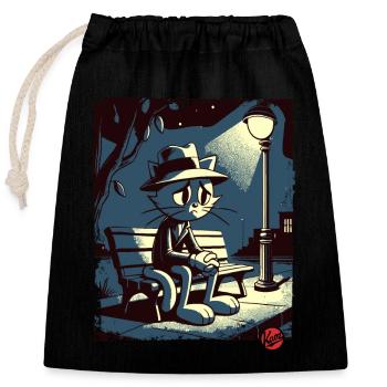 a night in the park and a melancholic cat - Closable cotton gift bag (25x30cm) - black - Front