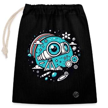 Télescope « Oeil de l’astronomie » - Sac cadeau en coton avec cordon (25 x 30 cm) - noir - Devant
