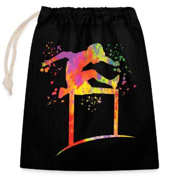 Course de haies Course d’obstacles Courses de haies pour enfants - Sac cadeau en coton avec cordon (25 x 30 cm) - noir - Devant