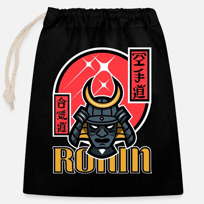 Ronin Samurai - Closable cotton gift bag (25x30cm) - black