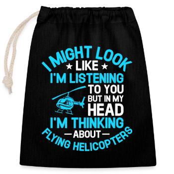 Toi Mais dans ma tête, je pense à Flying Helic - Sac cadeau en coton avec cordon (25 x 30 cm) - noir - Devant