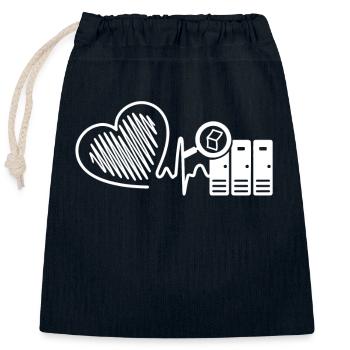 Librarian Librarian Heartbeat - Closable cotton gift bag (25x30cm) - navy - Front