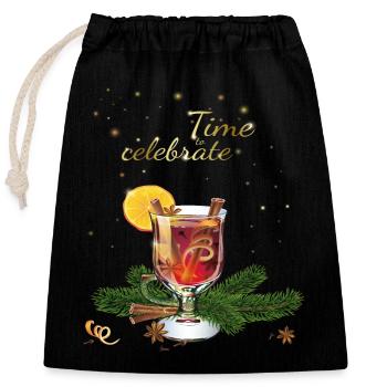 time to celebrate - Closable cotton gift bag (25x30cm) - black - Front