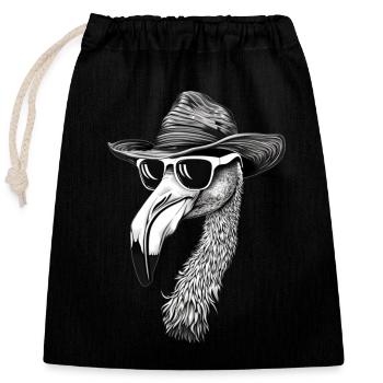 Flamant - Sac cadeau en coton avec cordon (25 x 30 cm) - noir - Devant