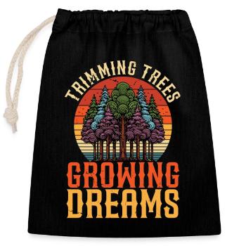 Arboriste Taille Arbres Croissance Rêves Bûcheron - Sac cadeau en coton avec cordon (25 x 30 cm) - noir - Devant