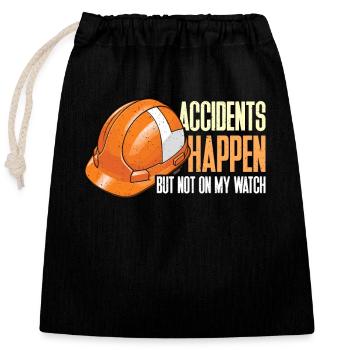 Safety Officer Accidents Happen Safety Manager - Verschließbarer Geschenkbeutel aus Baumwolle (25x30cm) - Schwarz - Vorne