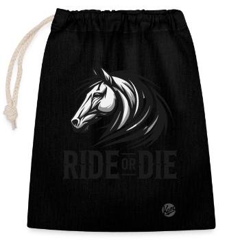 Monter ou mourir, monter ou mourir à cheval - Sac cadeau en coton avec cordon (25 x 30 cm) - noir - Devant