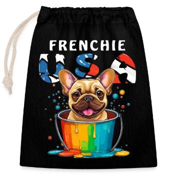 FRENCHIE USA - Verschließbarer Geschenkbeutel aus Baumwolle (25x30cm) - Schwarz - Vorne