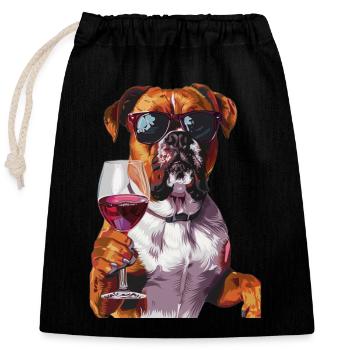 Boxer - Verschließbarer Geschenkbeutel aus Baumwolle (25x30cm) - Schwarz - Vorne