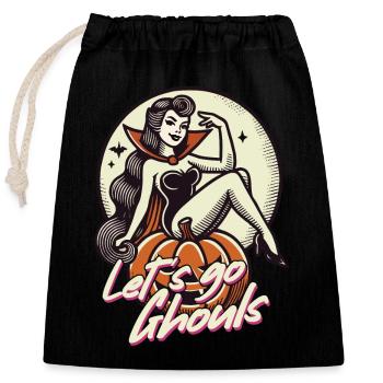Let’s Go Ghouls Drôle Halloween Girl - Sac cadeau en coton avec cordon (25 x 30 cm) - noir - Devant