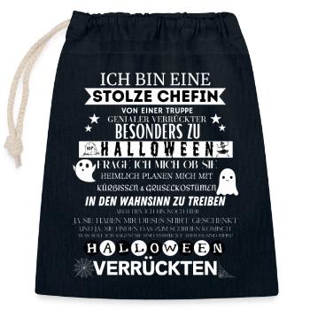 Stolze Chefin Lustig Halloween Team Damen - Verschließbarer Geschenkbeutel aus Baumwolle (25x30cm) - Navy - Vorne