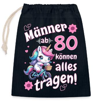 Männer ab 80...Geburtstag Mann 80 lustige Sprüche - Verschließbarer Geschenkbeutel aus Baumwolle (25x30cm) - Navy - Vorne